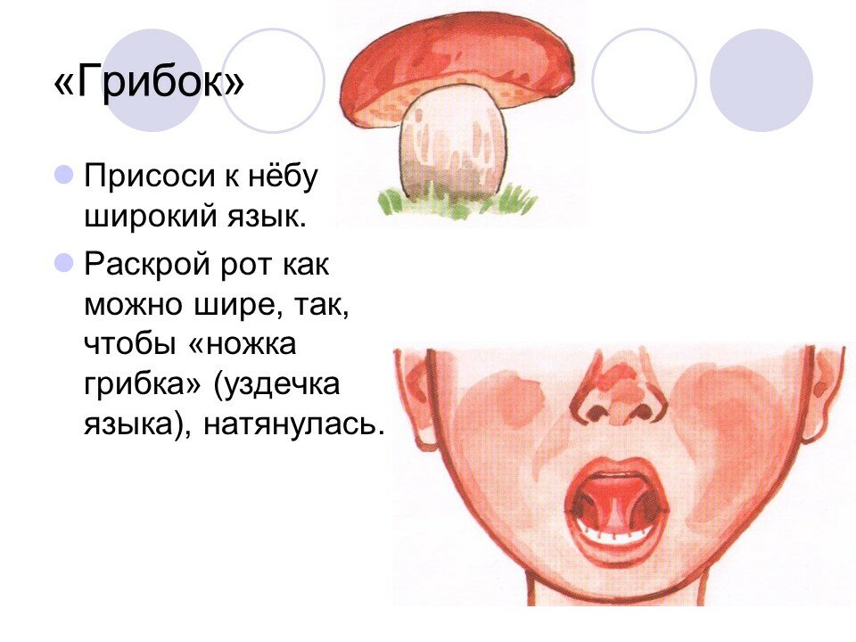 Артикуляционная гимнастика грибок в картинках